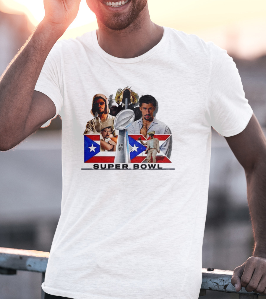 Bad Bunny Super Bowl 2026 Puerto Rican Flag NFL Halftime Show T-Shirt