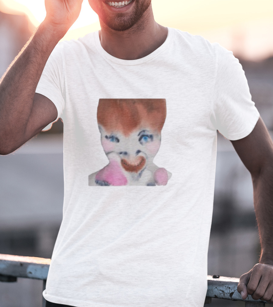 Pearly Drops The Voices Are Coming Back Creepy Clown Face Pink And Brown Hair Blue Eyes T-Shirt