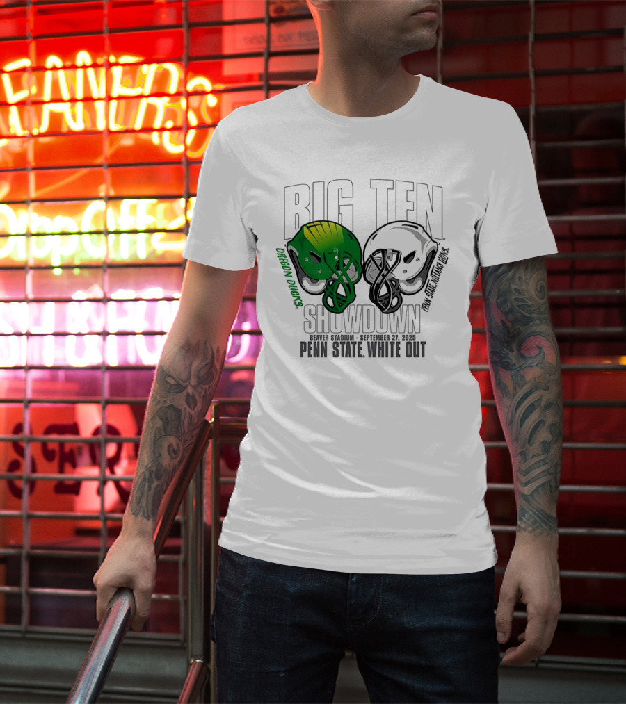 Penn State Nittany Lions Vs Oregon Ducks Football Big Ten Showdown 2025 White Out T-Shirt