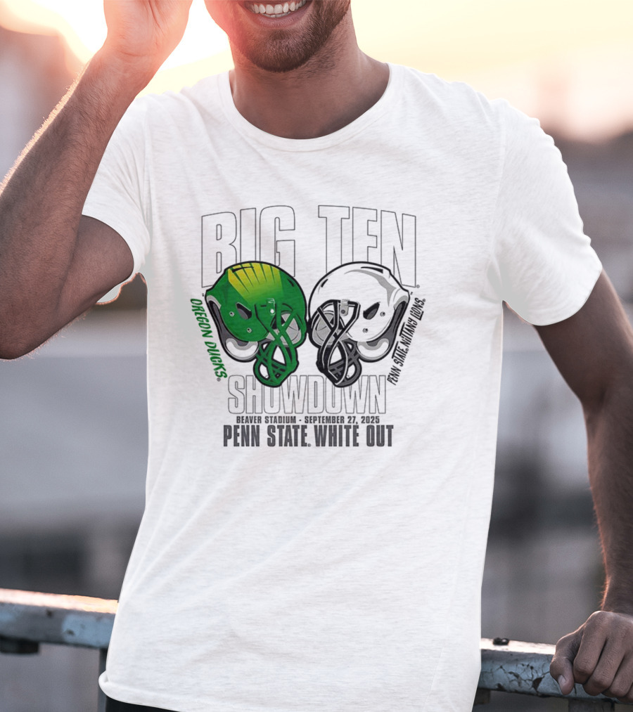 Penn State Nittany Lions Vs Oregon Ducks Football Big Ten Showdown 2025 White Out T-Shirt