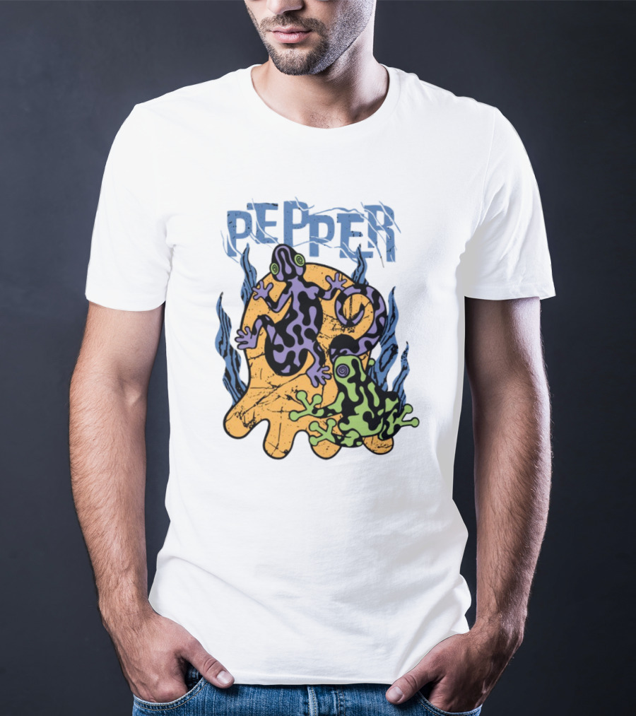 Pepper Skullconut Amphibians Psychedelic Frogs Graphic T-Shirt