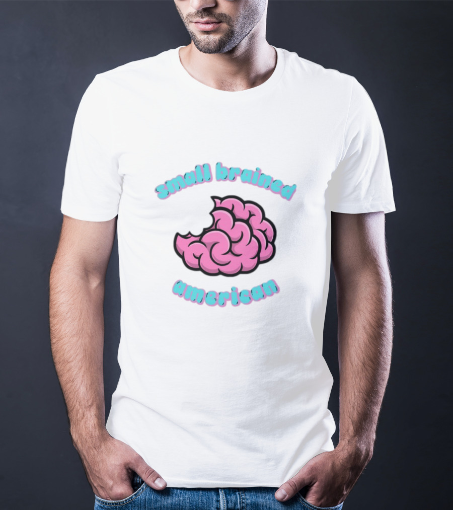 Small Brained American Pink Brain Illustration T-Shirt