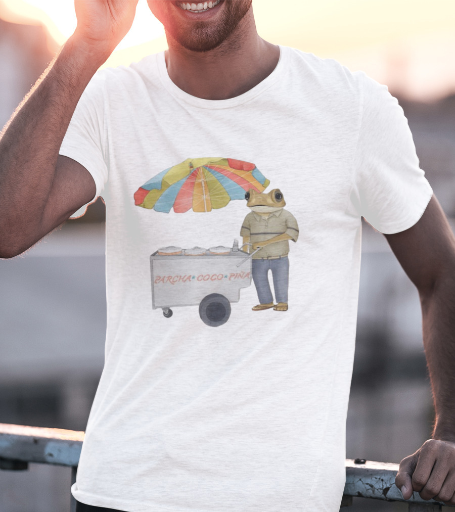 Parcha Coco Piña Frog Vendor With Colorful Umbrella T-Shirt