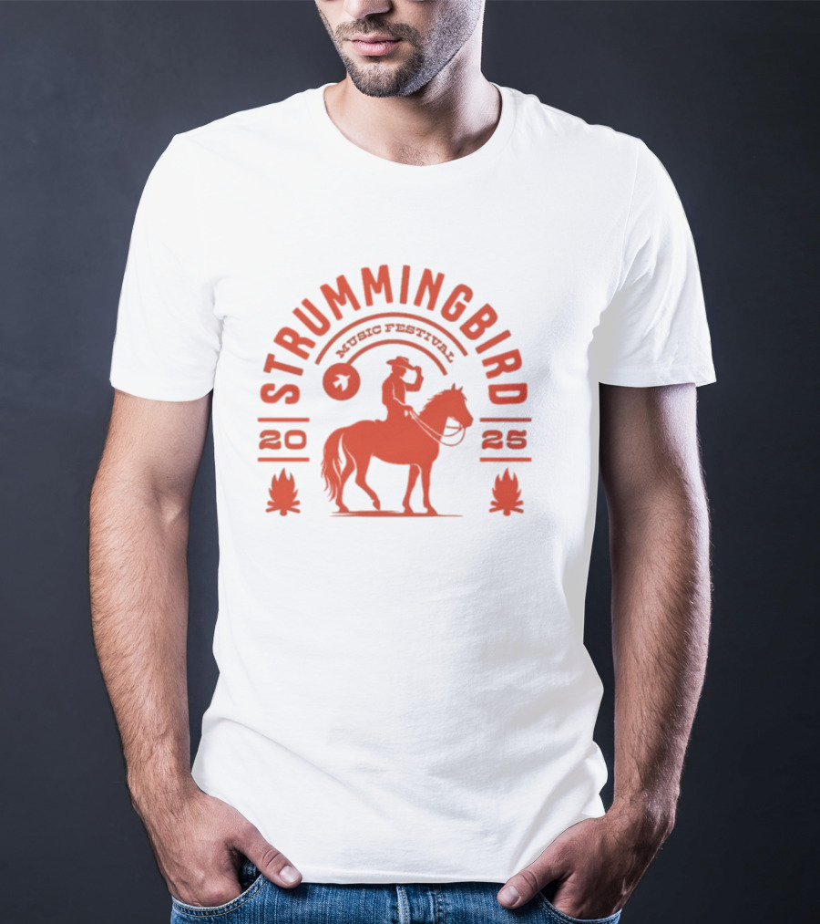 Strummingbird Music Festival 2025 Cowboy Riding Horse Icon T-Shirt