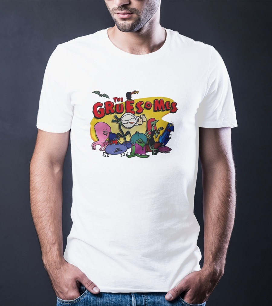 The Gruesomes Cartoon Characters With Bat And Vulture T-Shirt
