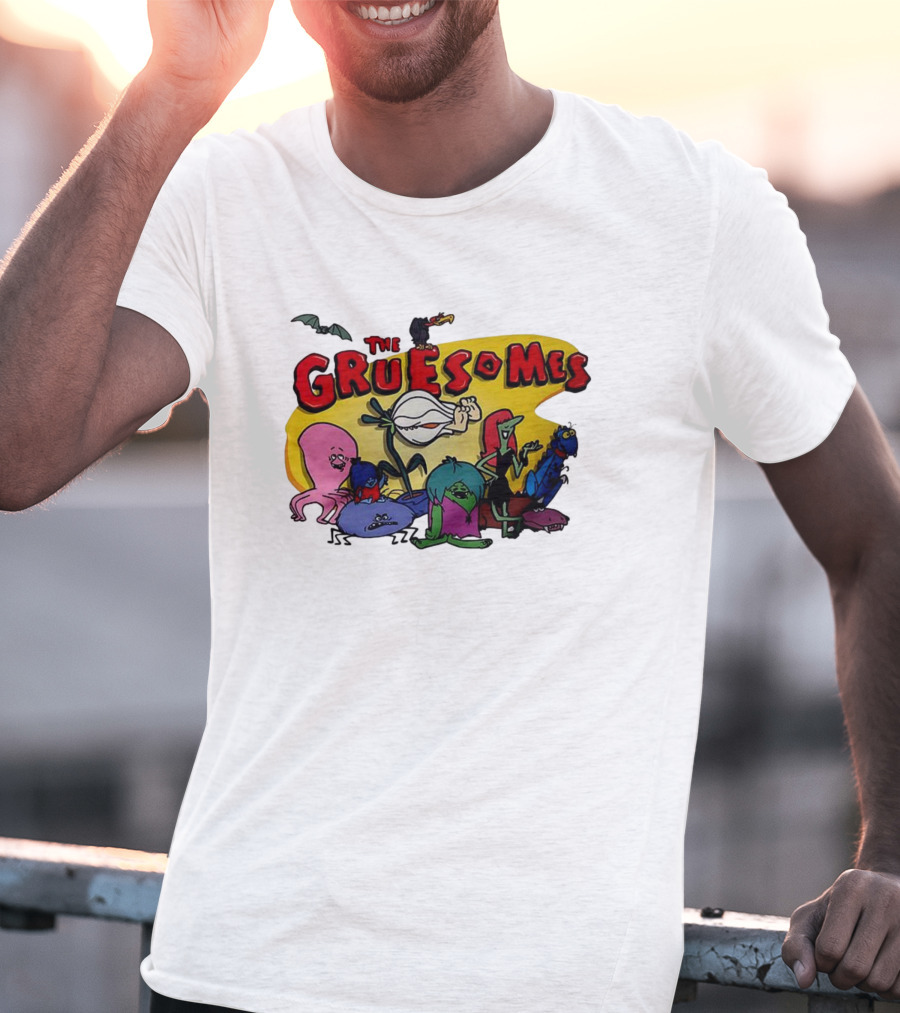 The Gruesomes Cartoon Characters With Bat And Vulture T-Shirt