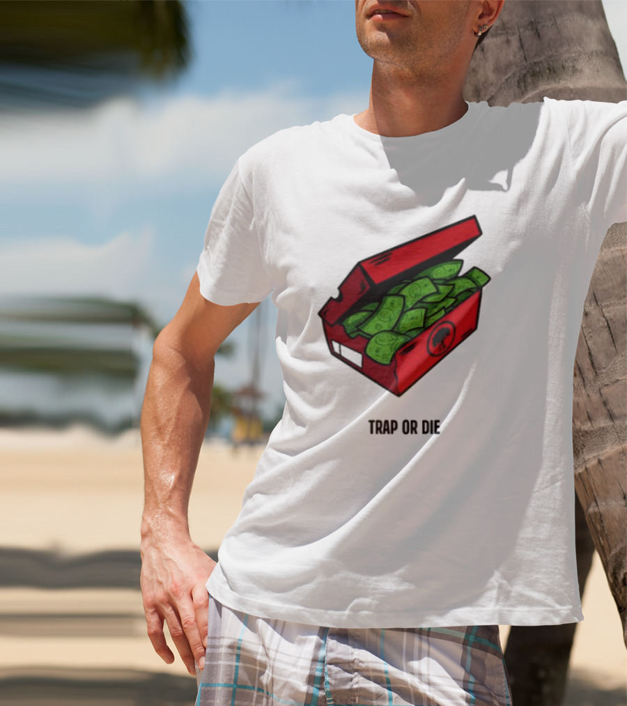 Trap Or Die Shoe Box Money Cash Stack T-Shirt