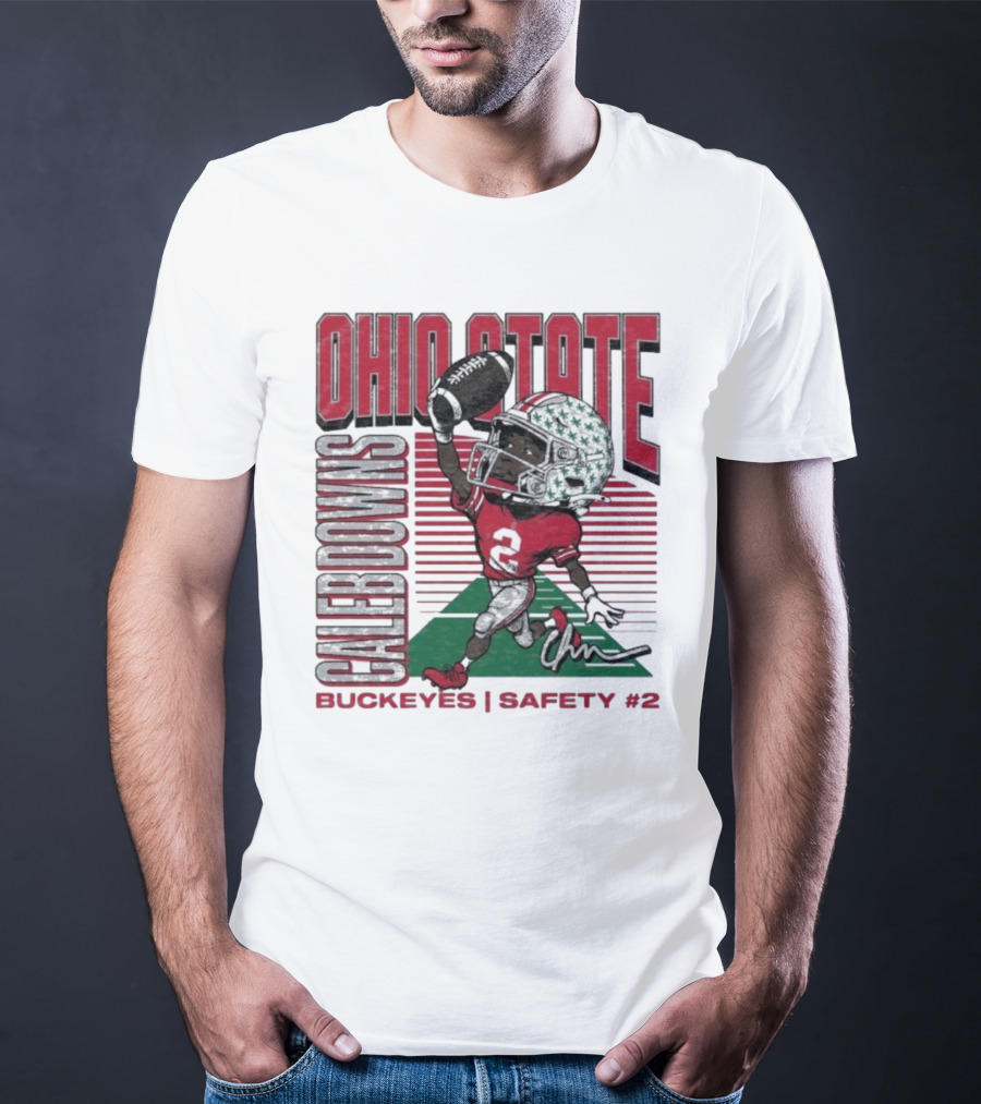Ohio State Caleb Downs Buckeyes Safety Caricature #2 T-Shirt