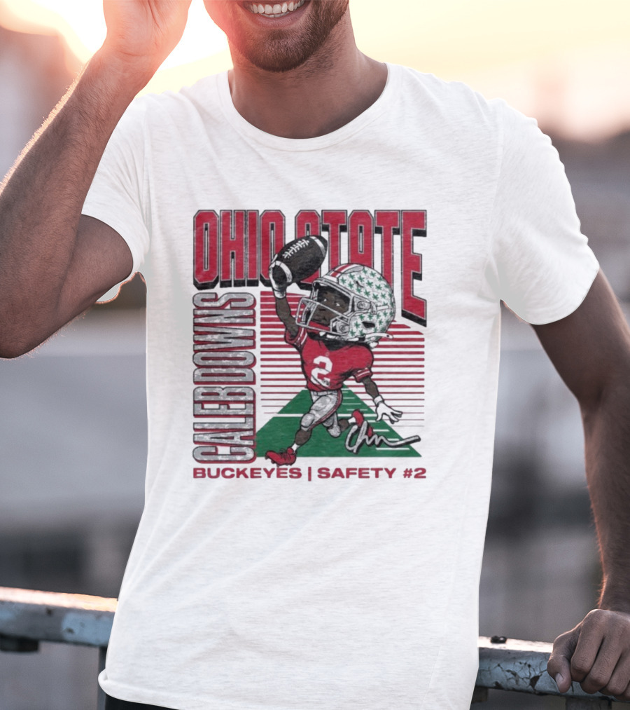 Ohio State Caleb Downs Buckeyes Safety Caricature #2 T-Shirt