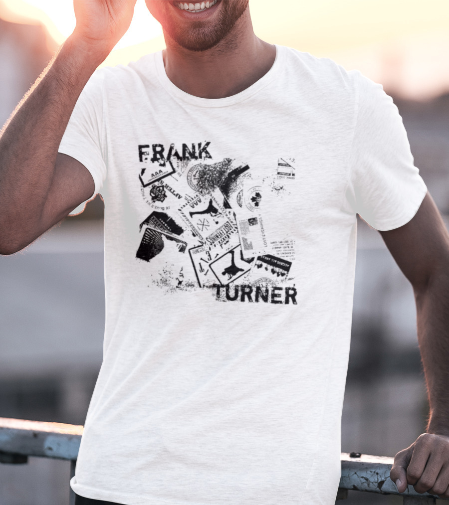 Frank Turner The Next 10 Years Black Rose And Music Collage T-Shirt