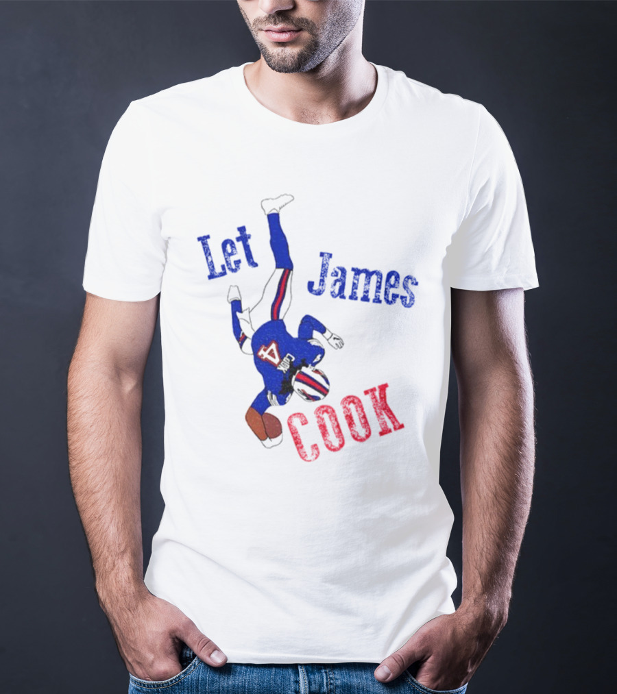Let James Cook Football Player Red Blue Text T-Shirt