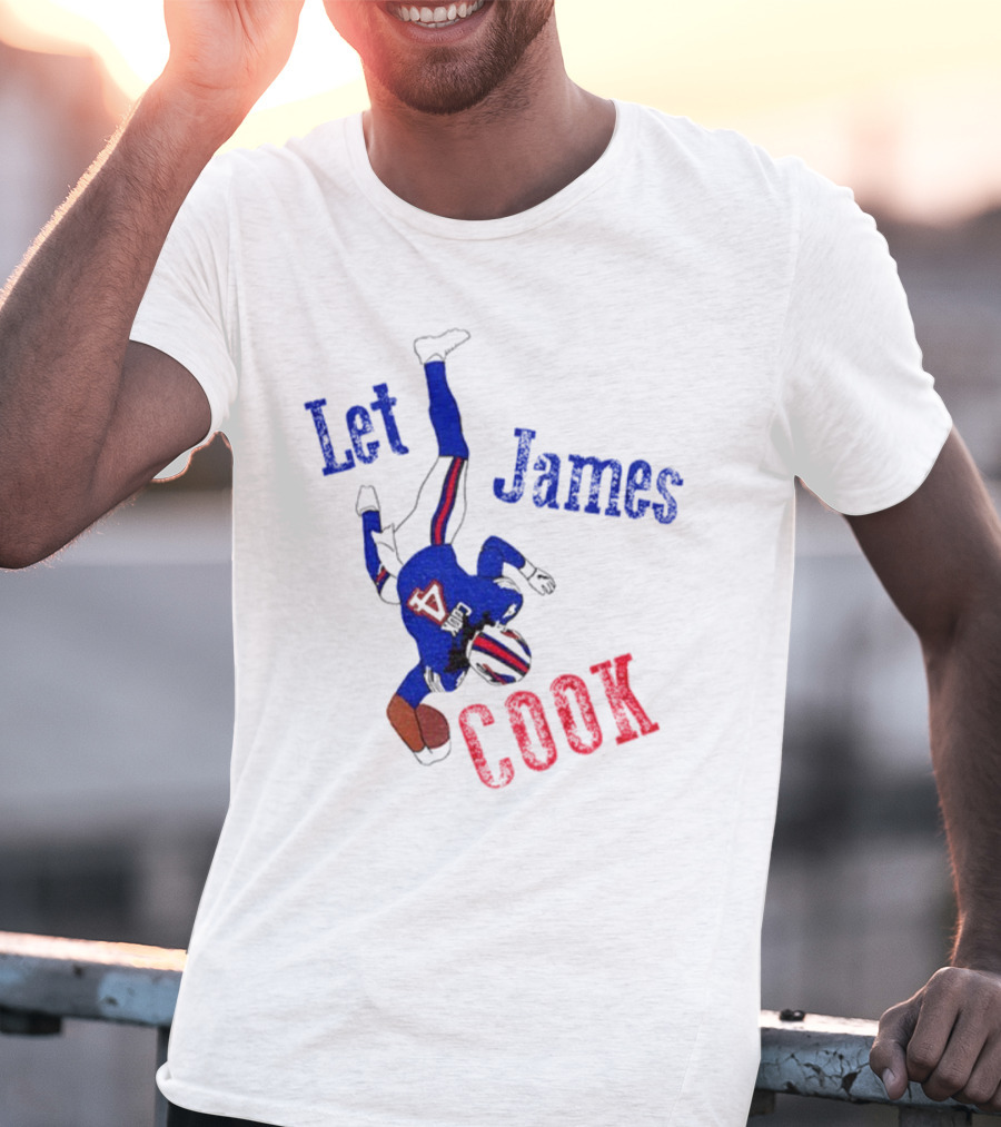 Let James Cook Football Player Red Blue Text T-Shirt