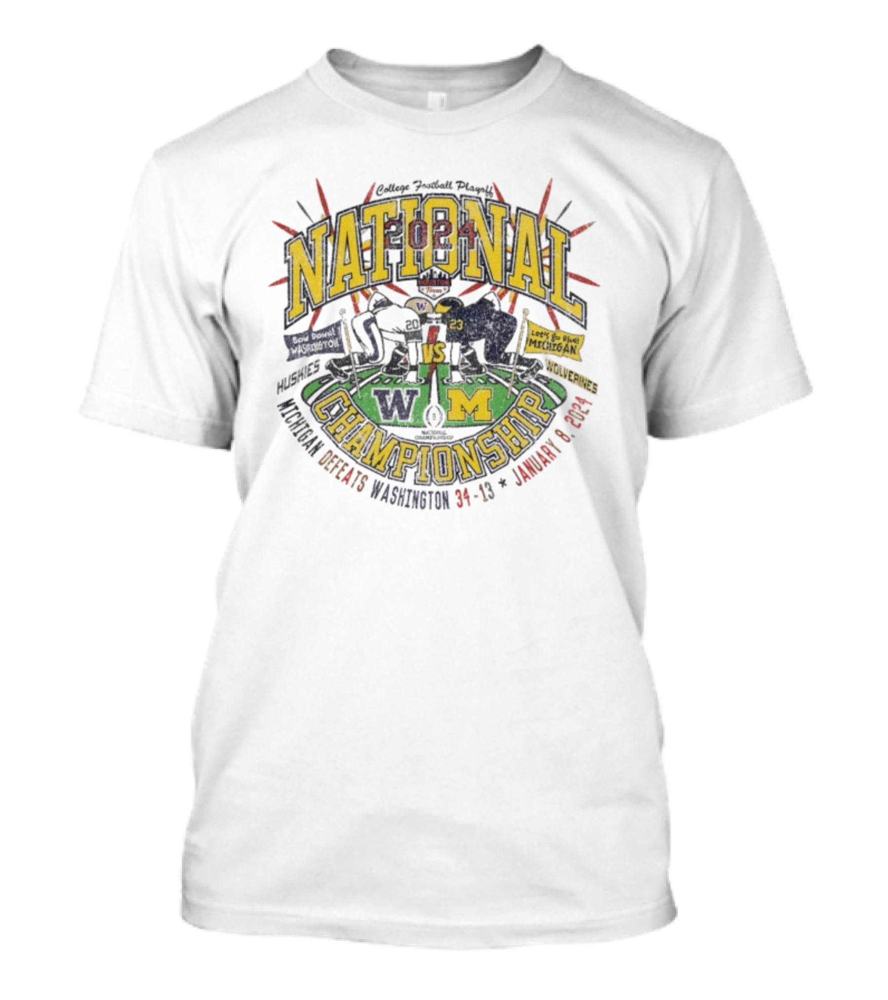 College Football Playoff National Championship 2024 Washington Huskies Vs Michigan Wolverines January 8 T-Shirt