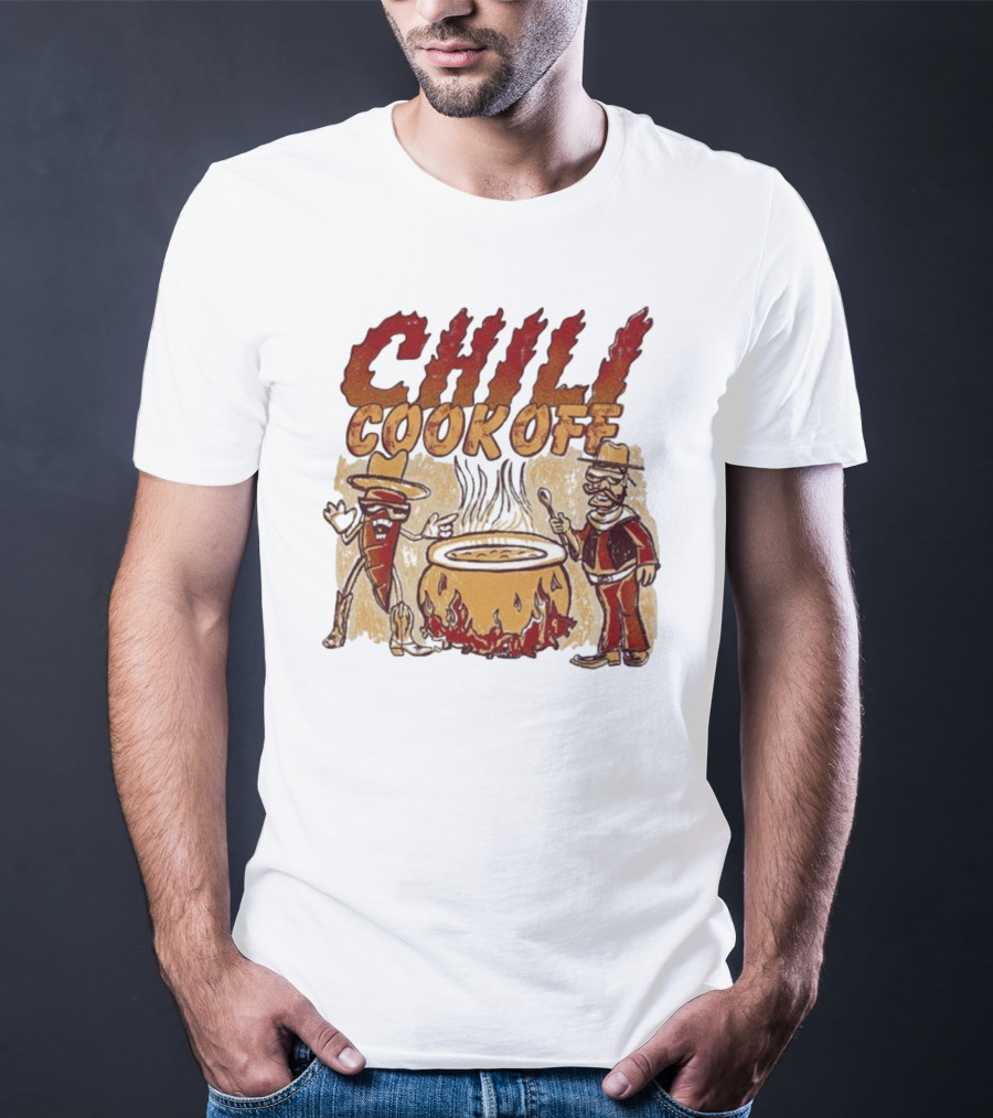Chili Cookoff Spicy Pepper Cowboy And Chef Duel Over Fiery Pot T-Shirt