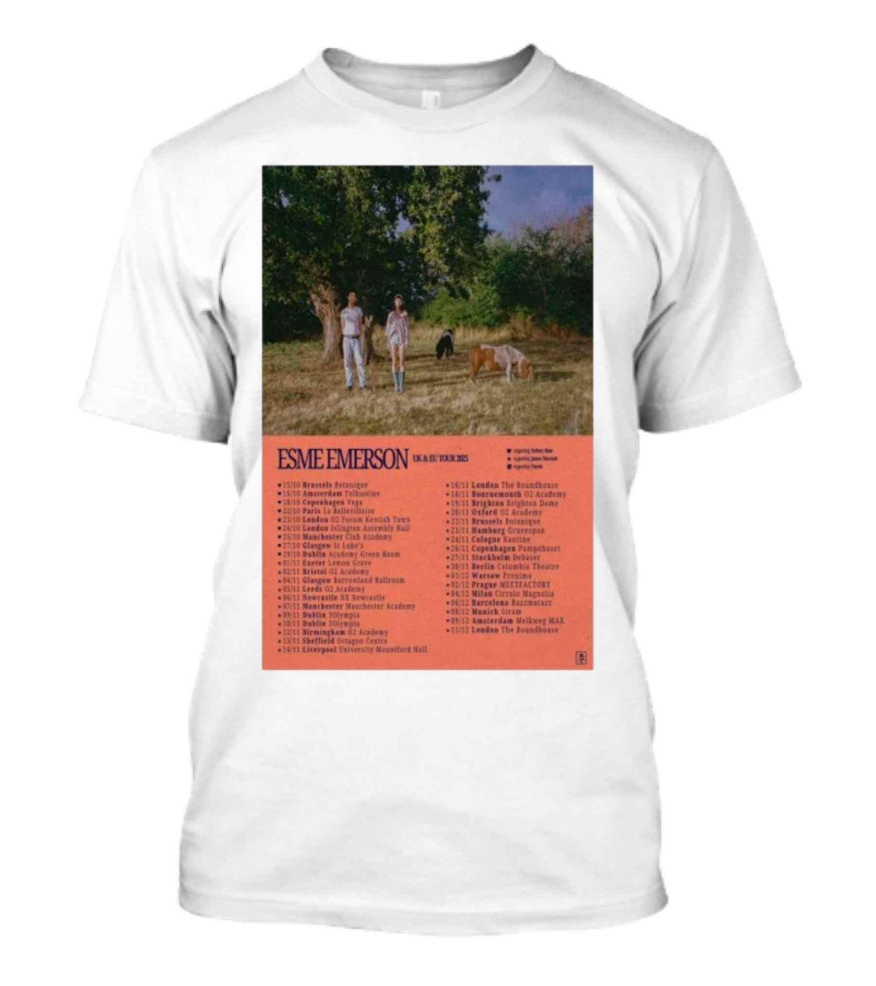ESME EMERSON UK EU Tour 2025 Dates Featuring Dublin Paris Amsterdam London Glasgow Barcelona T-Shirt