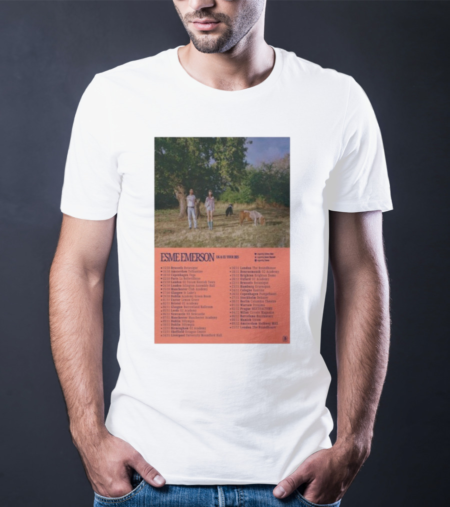 ESME EMERSON UK EU Tour 2025 Dates Featuring Dublin Paris Amsterdam London Glasgow Barcelona T-Shirt