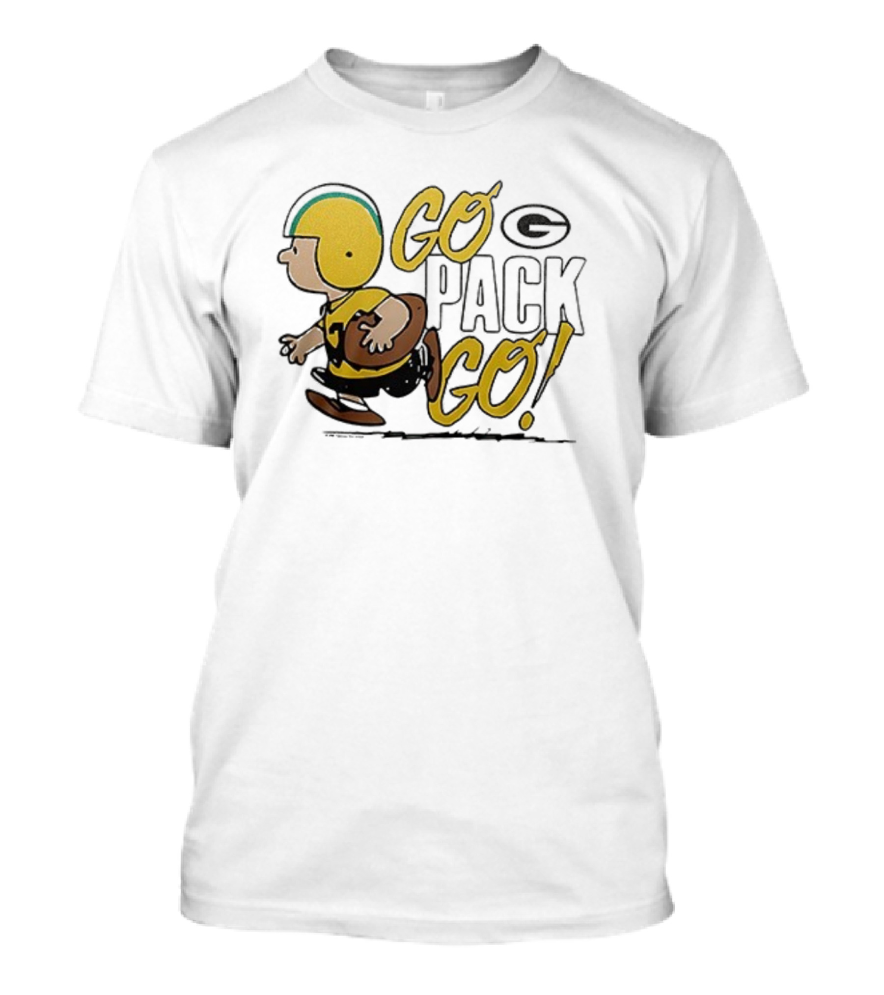Green Bay Packers Peanuts Snoopy Go Pack Go Winter Cartoon Football T-Shirt