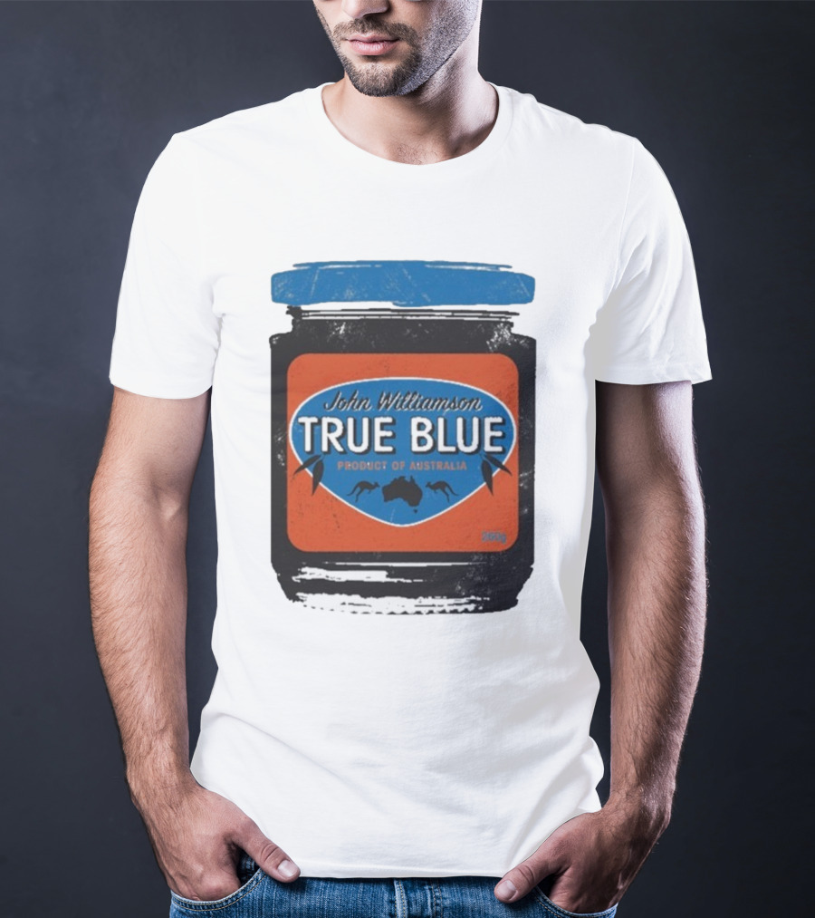 John Williamson True Blue Product Of Australia Mock Jam Label T-Shirt