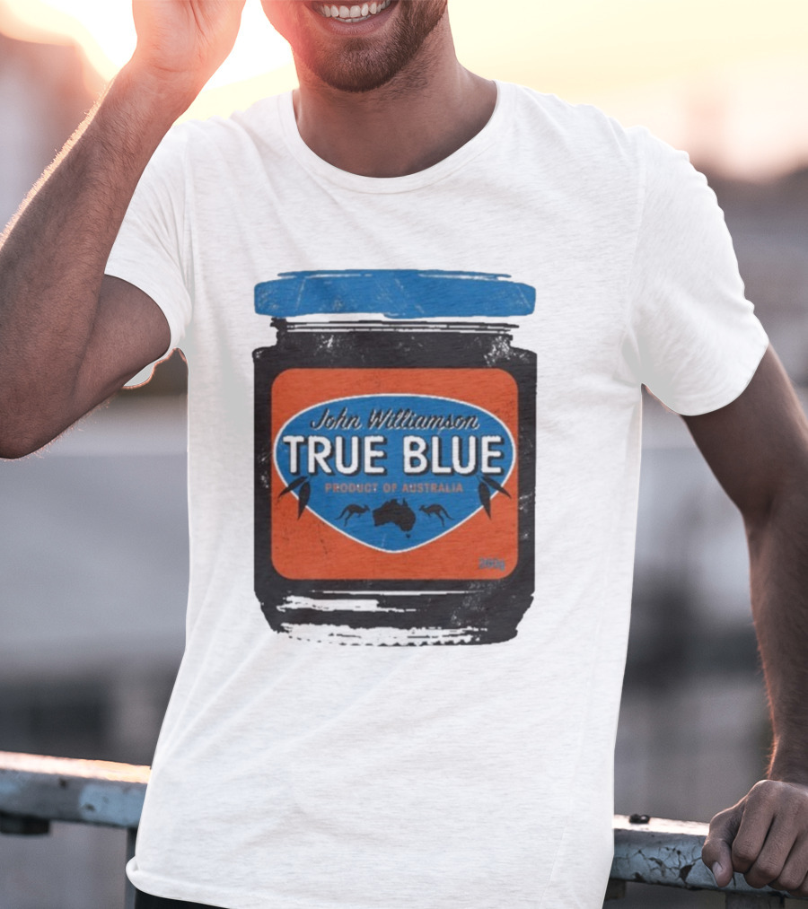 John Williamson True Blue Product Of Australia Mock Jam Label T-Shirt