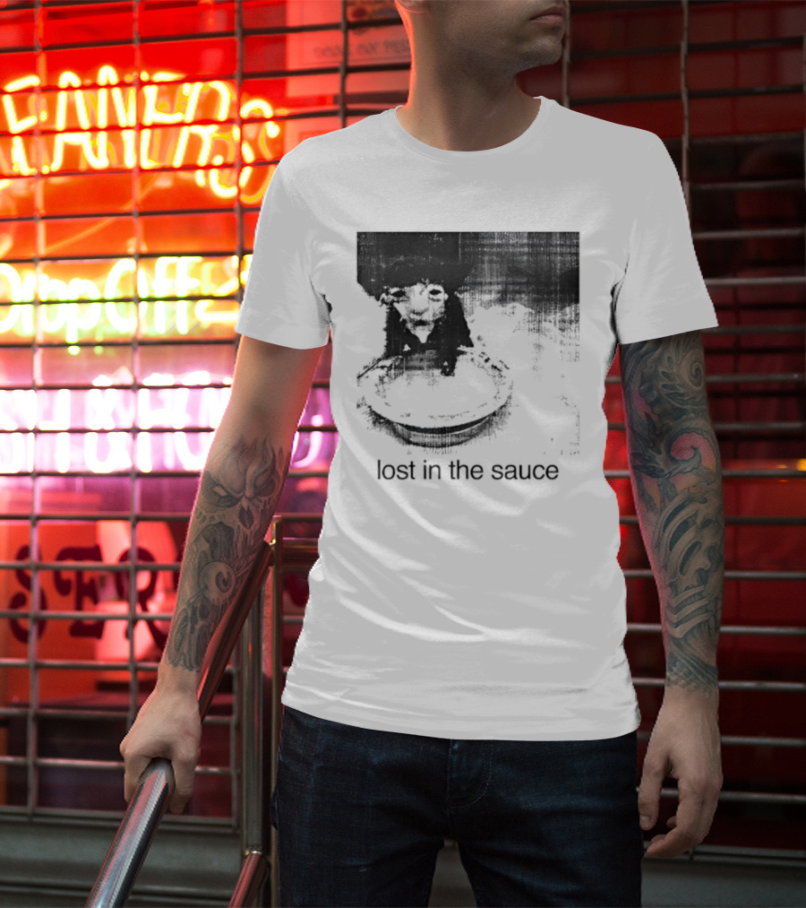 Lost In The Sauce Cat Image With Text T-Shirt