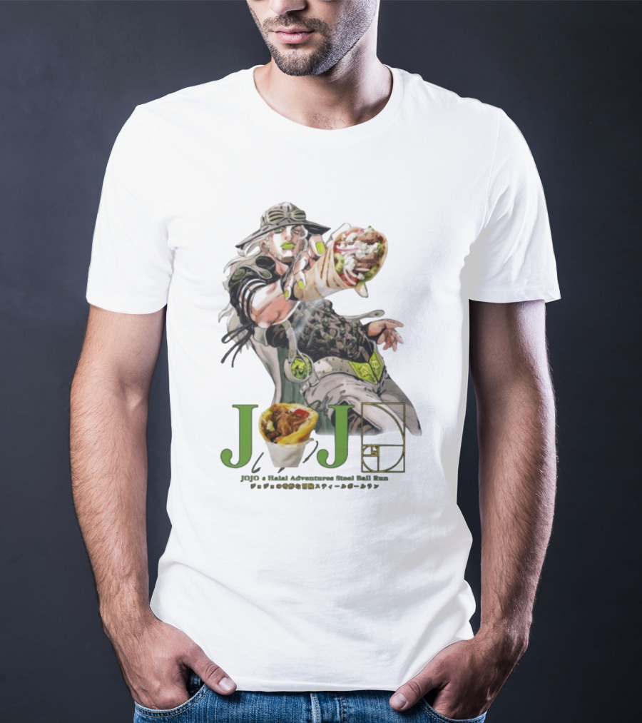 Jojo’s Halal Adventure Steel Ball Run Gyro Burrito Manga Crossover T-Shirt