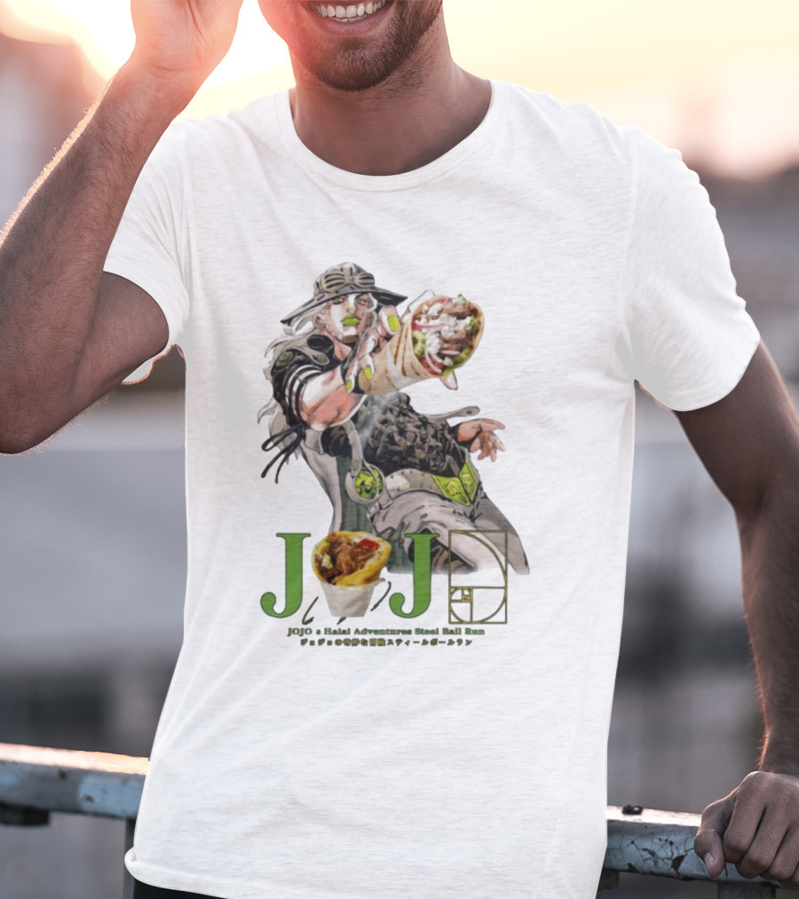 Jojo’s Halal Adventure Steel Ball Run Gyro Burrito Manga Crossover T-Shirt