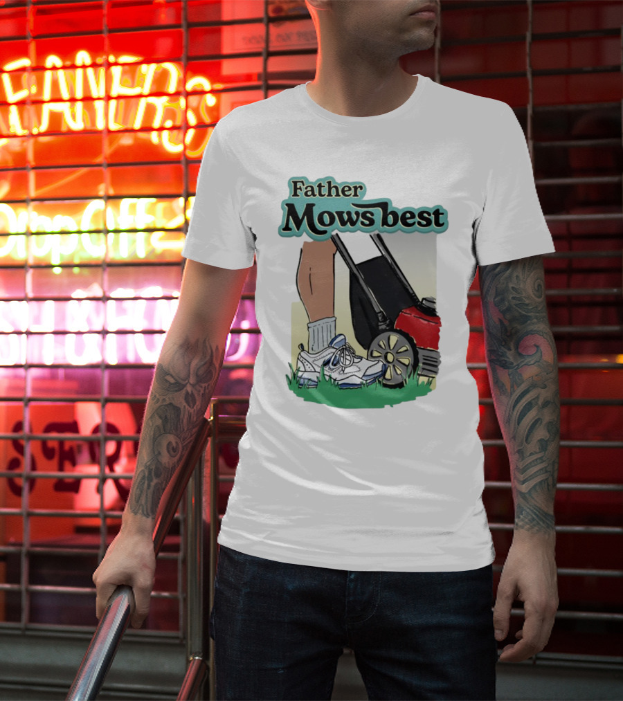 Father Mows Best Emotionalclub Lawn Mower Sneaker Style T-Shirt