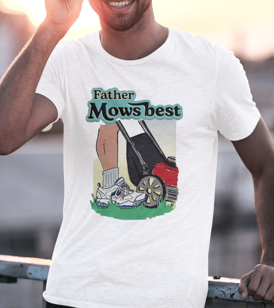 Father Mows Best Emotionalclub Lawn Mower Sneaker Style T-Shirt