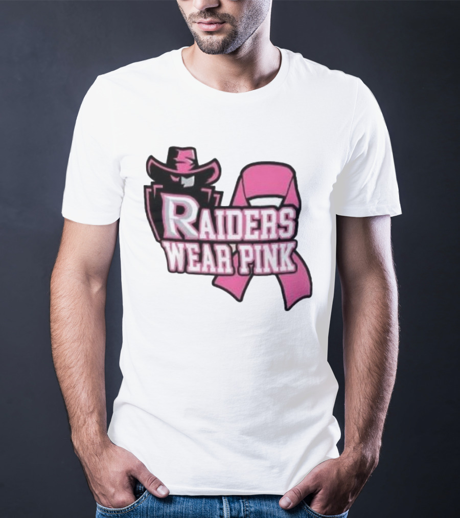 Raiders Wear Pink Breast Cancer Awareness Power Ribbon T-Shirt