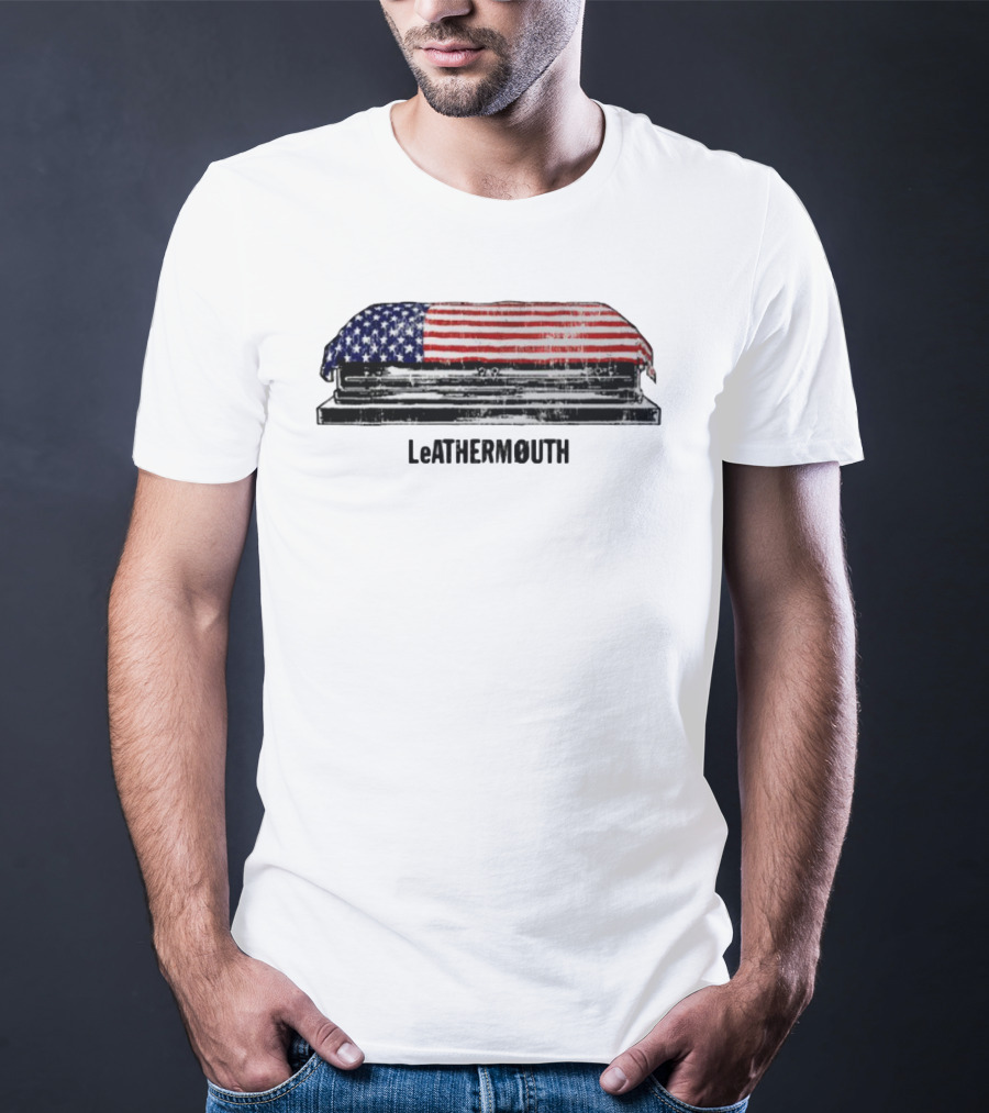 Leathermouth American Flag Coffin T-Shirt