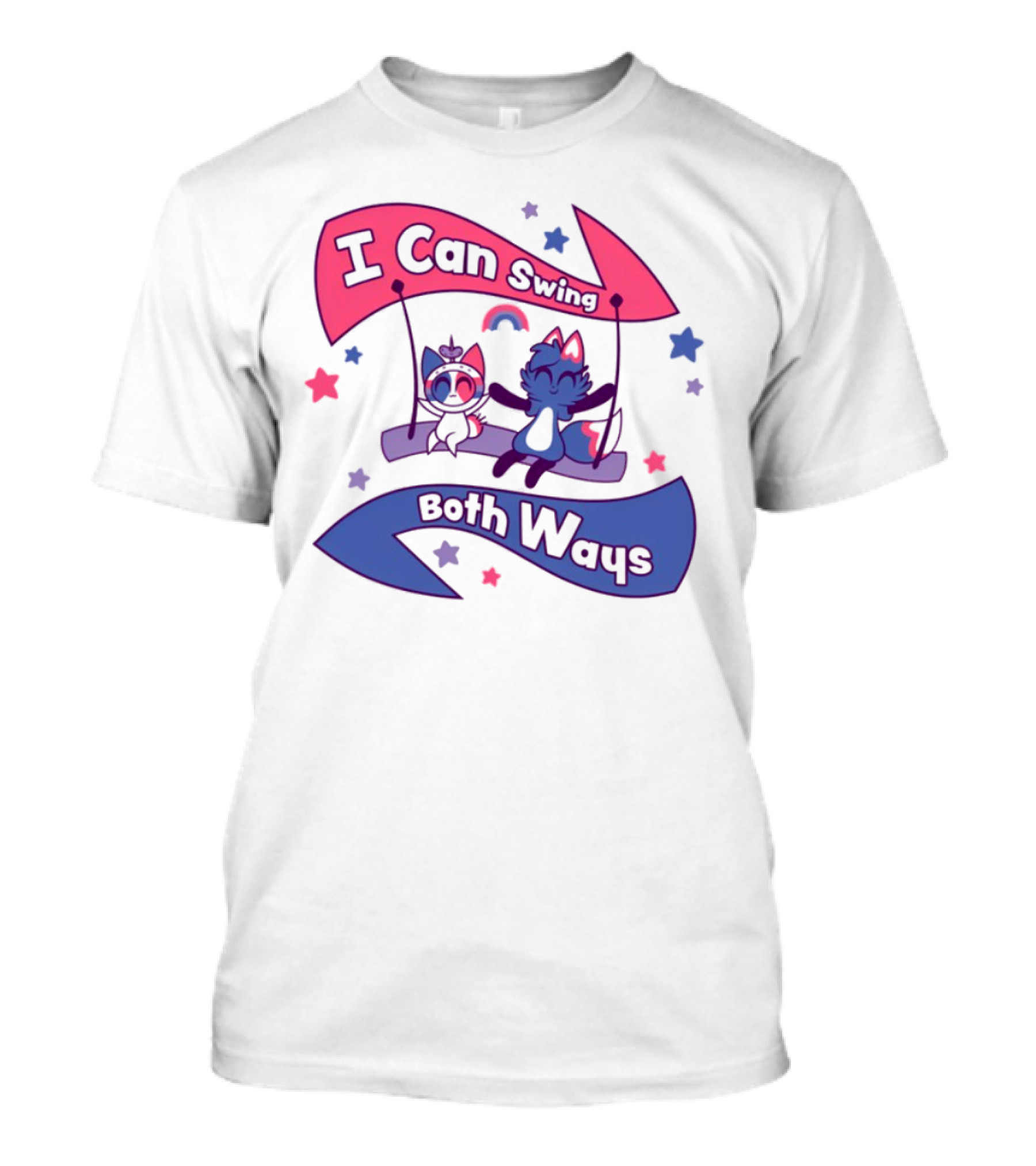I Can Swing Both Ways Cute Cats Stars Rainbow T-Shirt