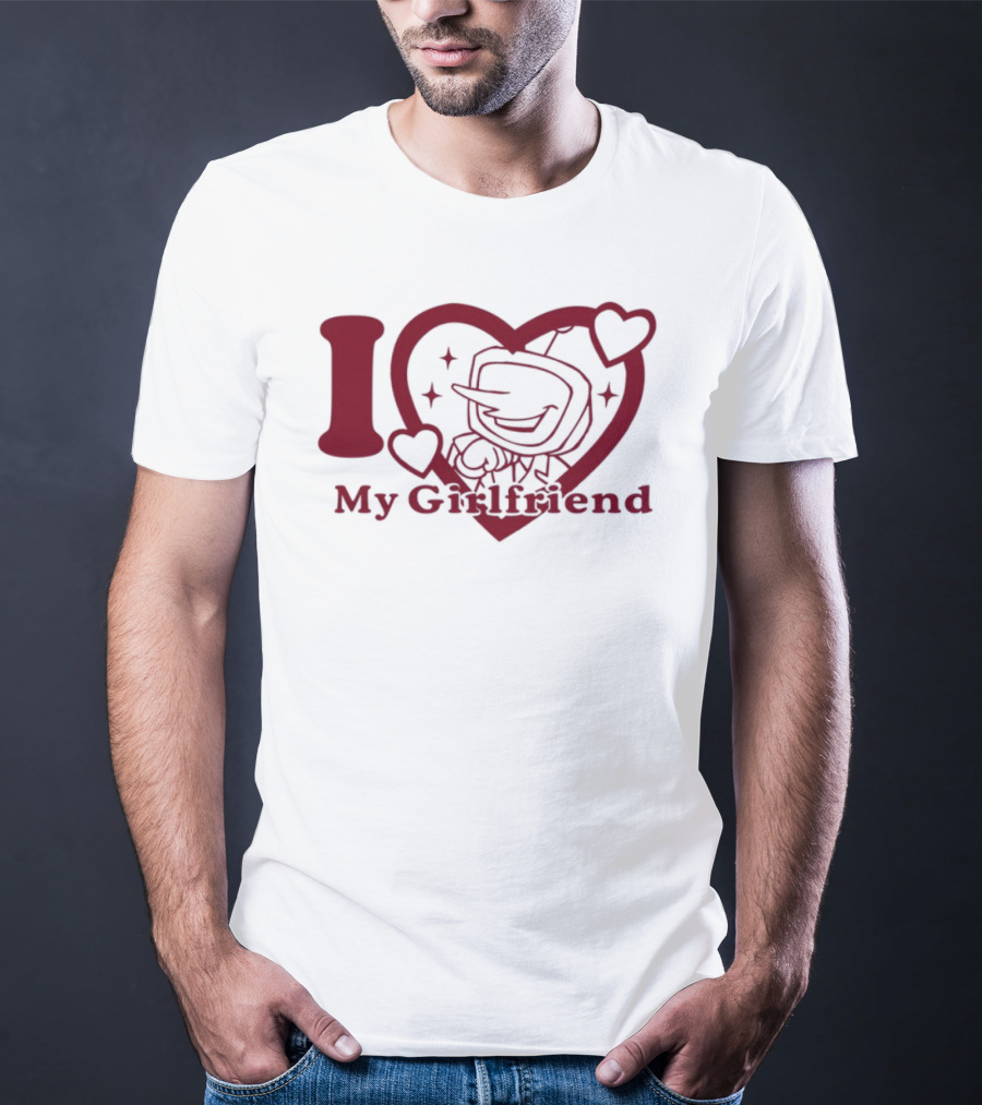 I Love My Girlfriend Mr. Tenna Heart Design T-Shirt