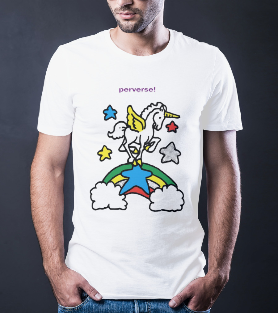 Perverse Pride Bug Girl Rainbow Stars Wings T-Shirt