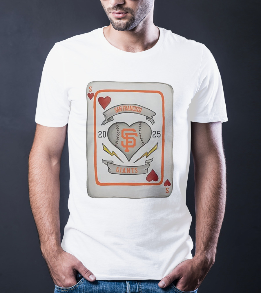 San Francisco Giants Baseball Card Heart 2025 Tiny Turnip Collaboration T-Shirt