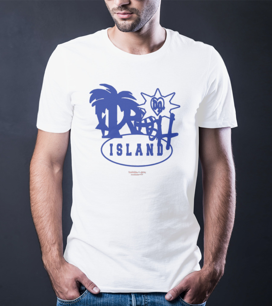Trash Island Blue And White Palm Star Grafik T-Shirt