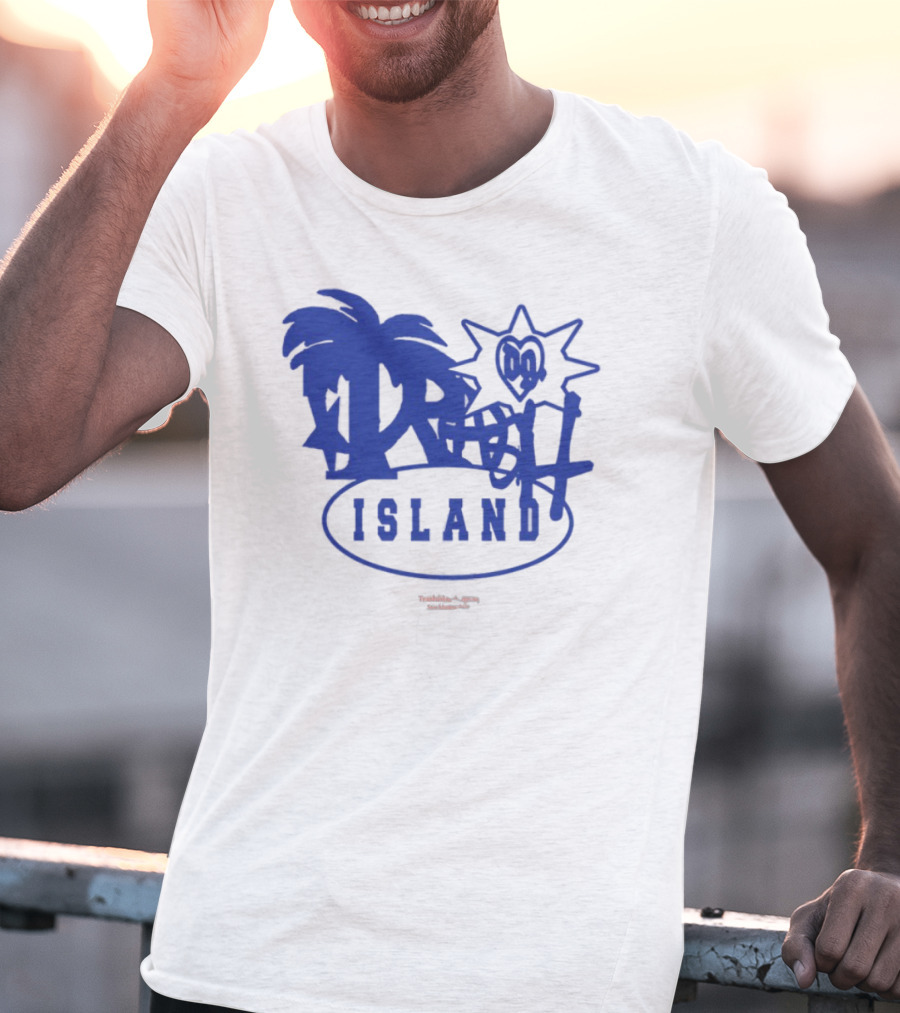 Trash Island Blue And White Palm Star Grafik T-Shirt