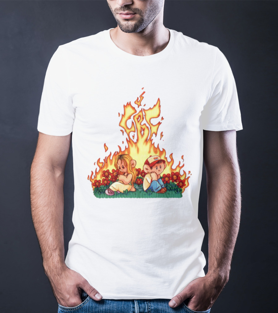 Fireball Friday Love Is Comic Characters With Fiery Background T-Shirt
