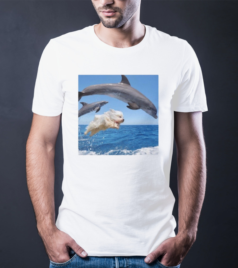 Dog Jump With Dolphin Ocean Adventure T-Shirt