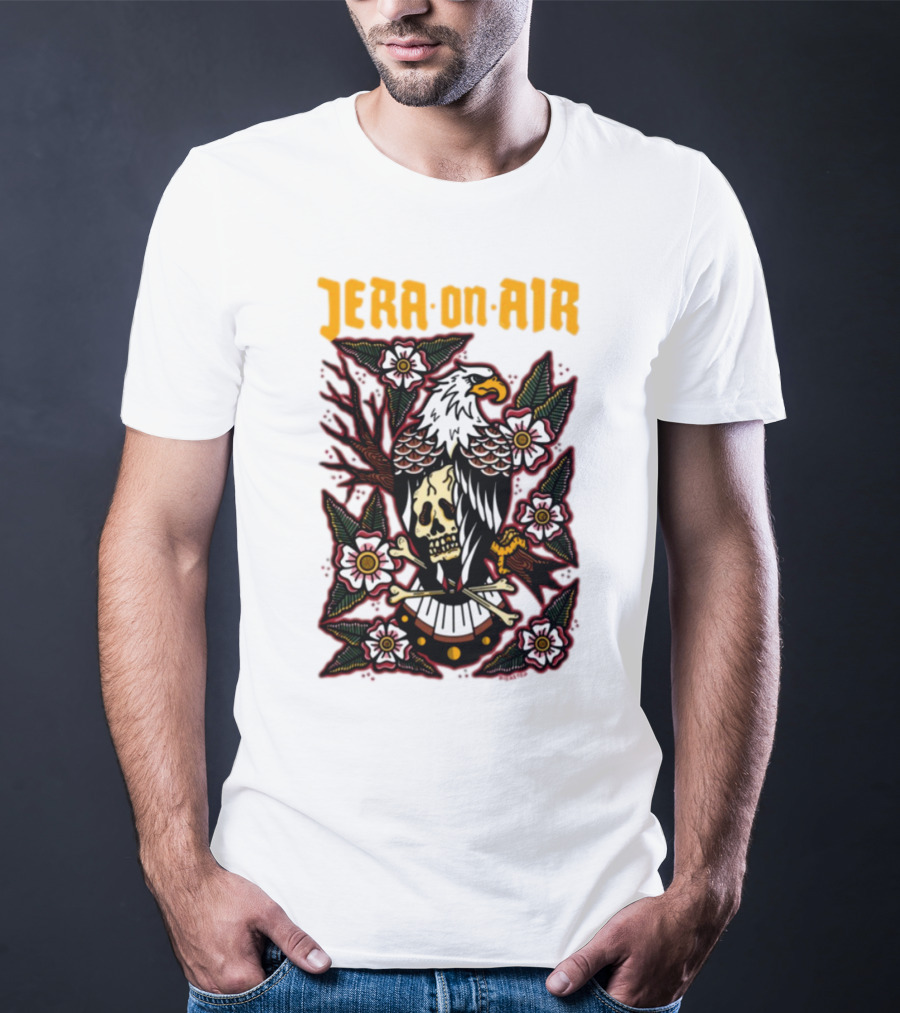 Richie Disaster Jera On Air Eagle Skull Floral Design T-Shirt