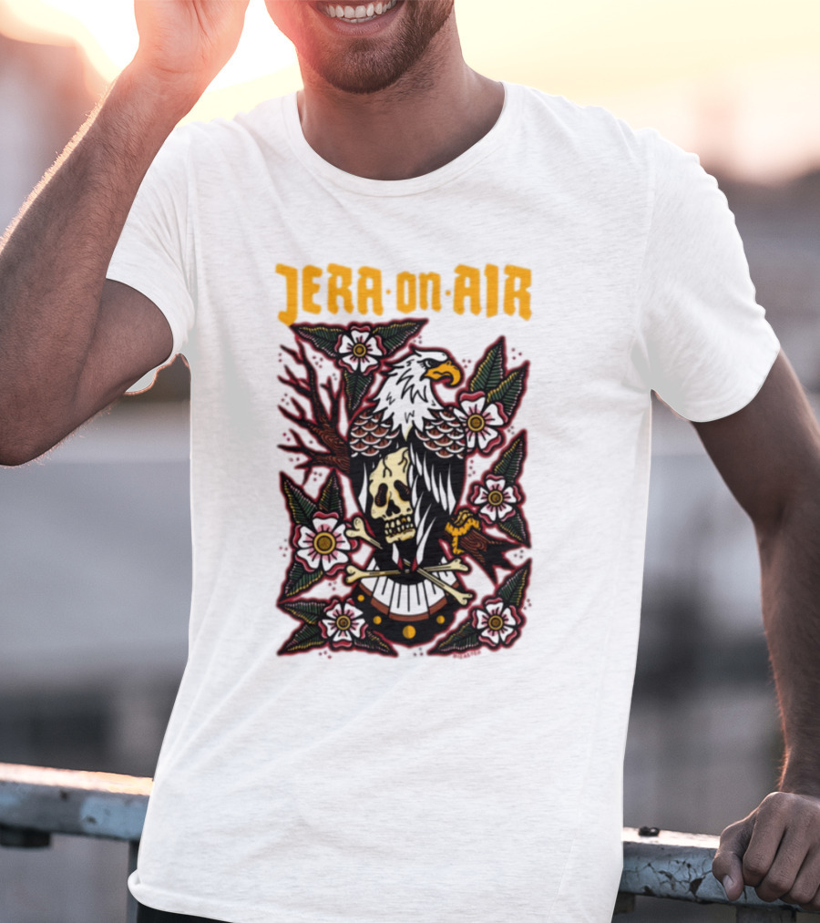 Richie Disaster Jera On Air Eagle Skull Floral Design T-Shirt