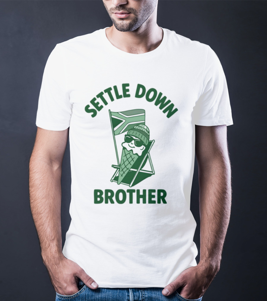 Settle Down Brother Ice Cream Cone Beach Chair Relaxation T-Shirt
