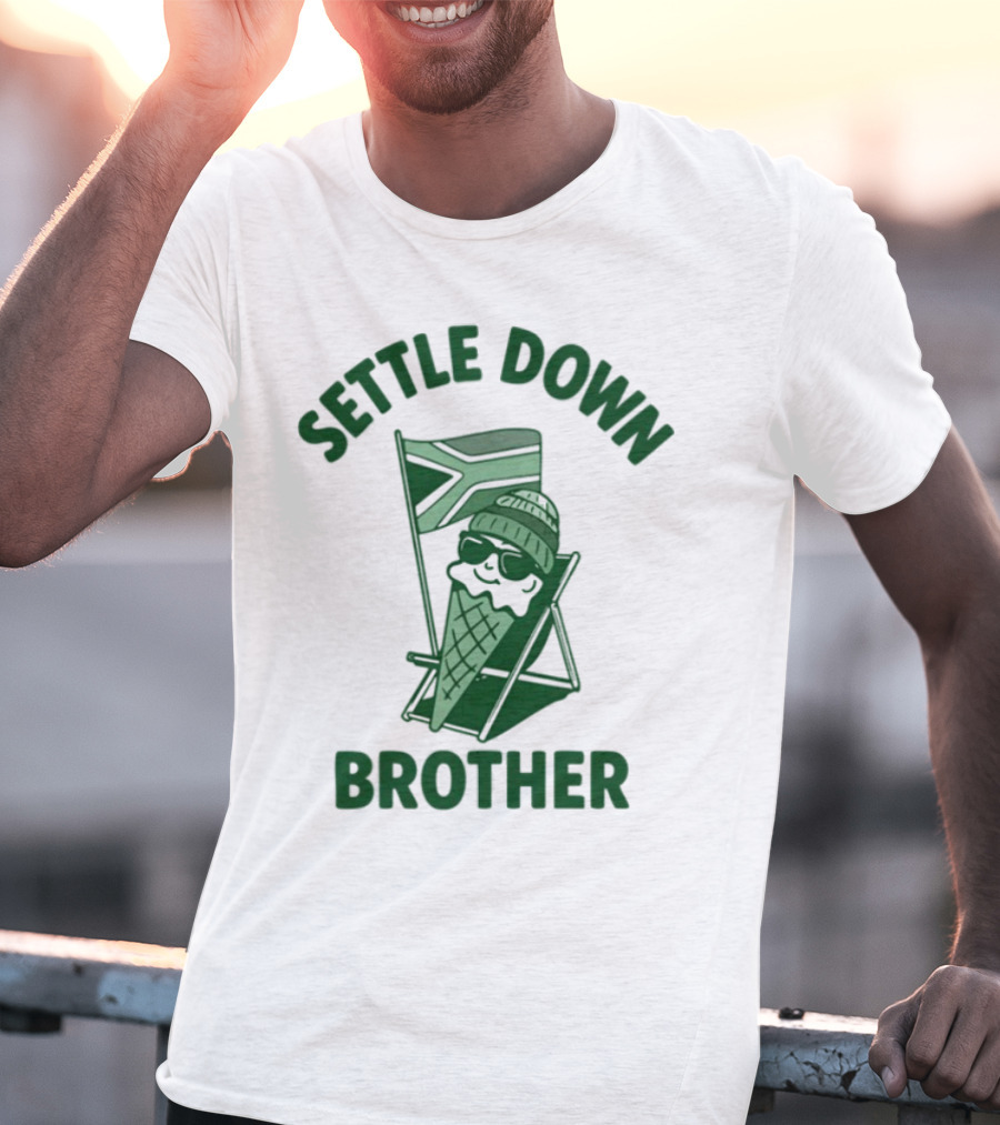Settle Down Brother Ice Cream Cone Beach Chair Relaxation T-Shirt