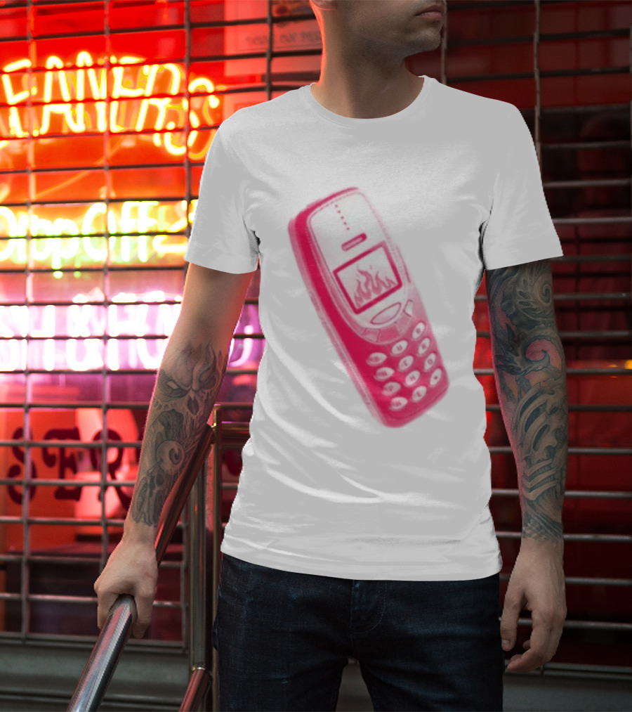 Ben Ellis The Burner Phone Retro Cell Fire Graphic T-Shirt