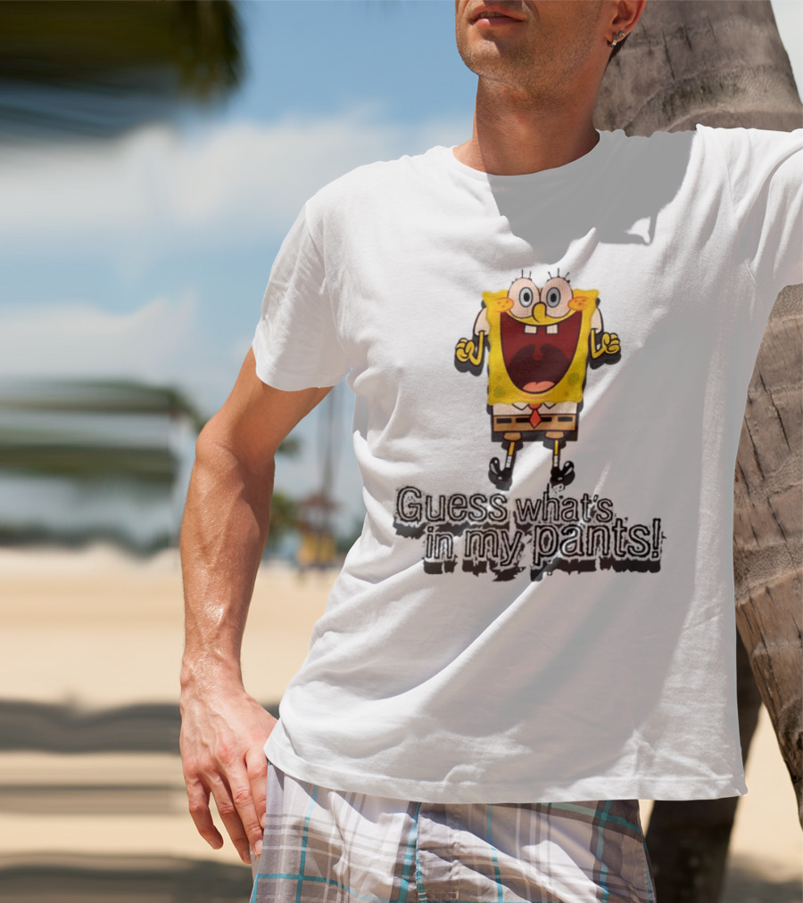 "Guess What's In My Pants Funny SpongeBob SquarePants Patrick Reference" T-Shirt