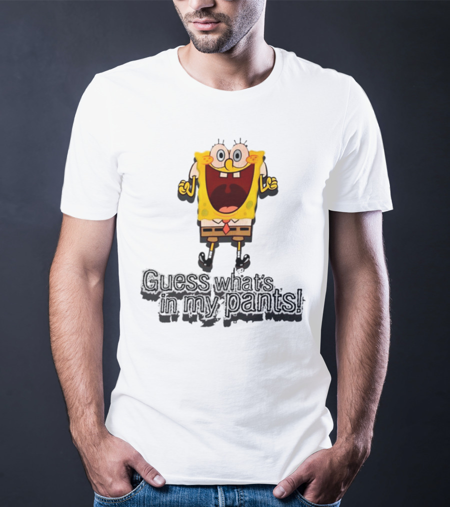 "Guess What's In My Pants Funny SpongeBob SquarePants Patrick Reference" T-Shirt