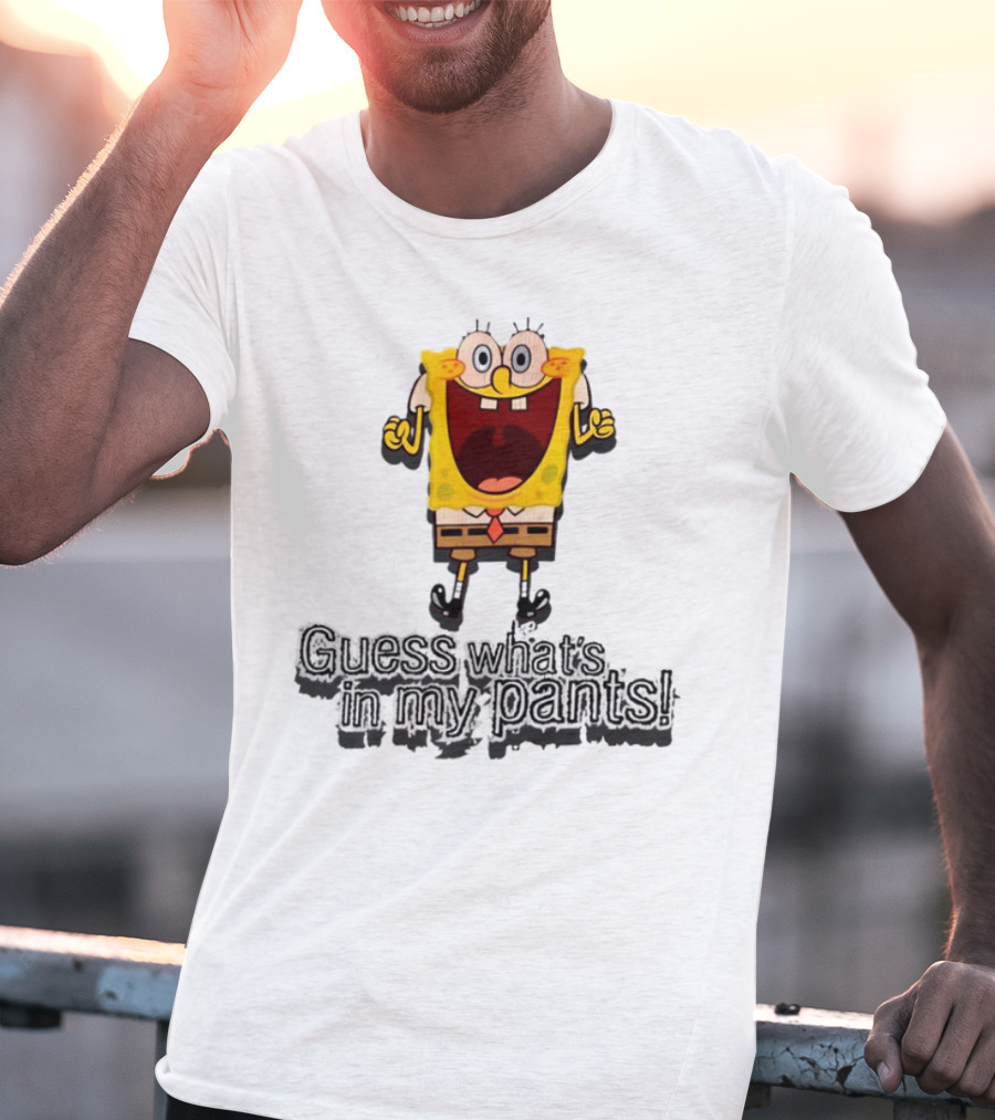 "Guess What's In My Pants Funny SpongeBob SquarePants Patrick Reference" T-Shirt