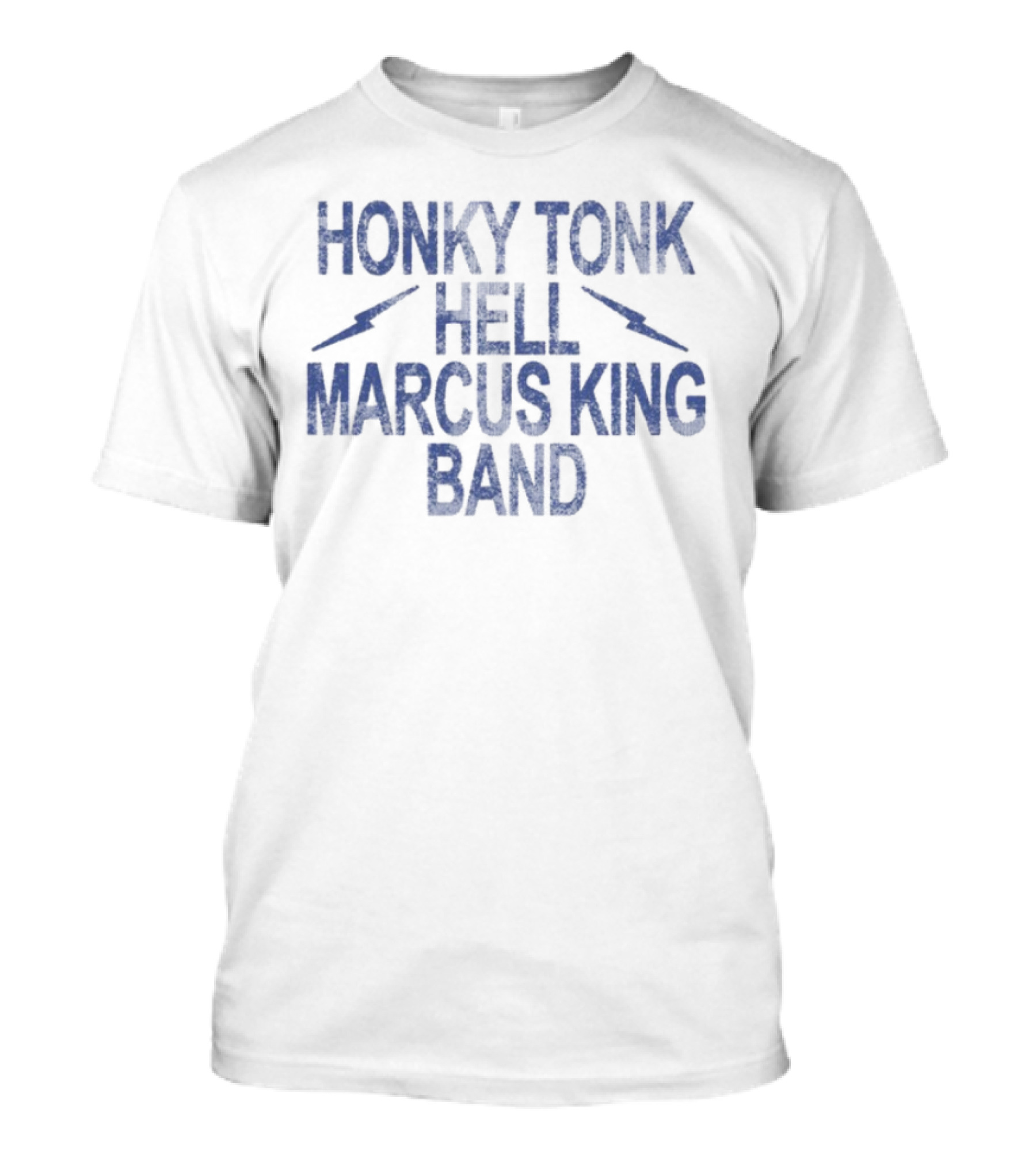Honky Tonk Hell Marcus King Band Lightning Bolts Blue Text T-Shirt