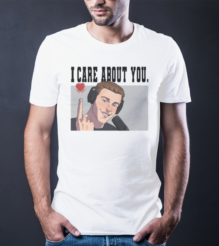 I Care About You Heart Headphones Microphone Illustration T-Shirt