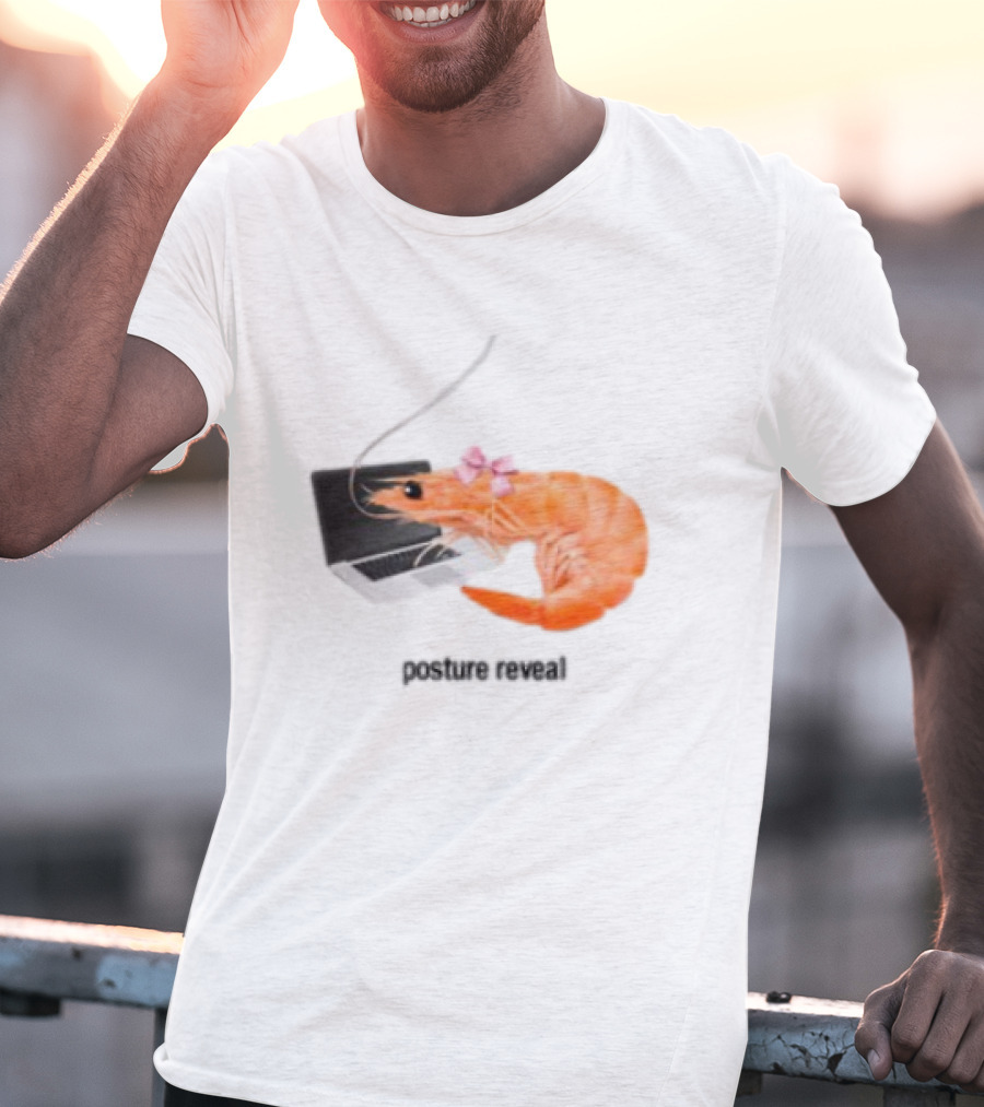 Shrimp Laptop Bow Posture Reveal T-Shirt