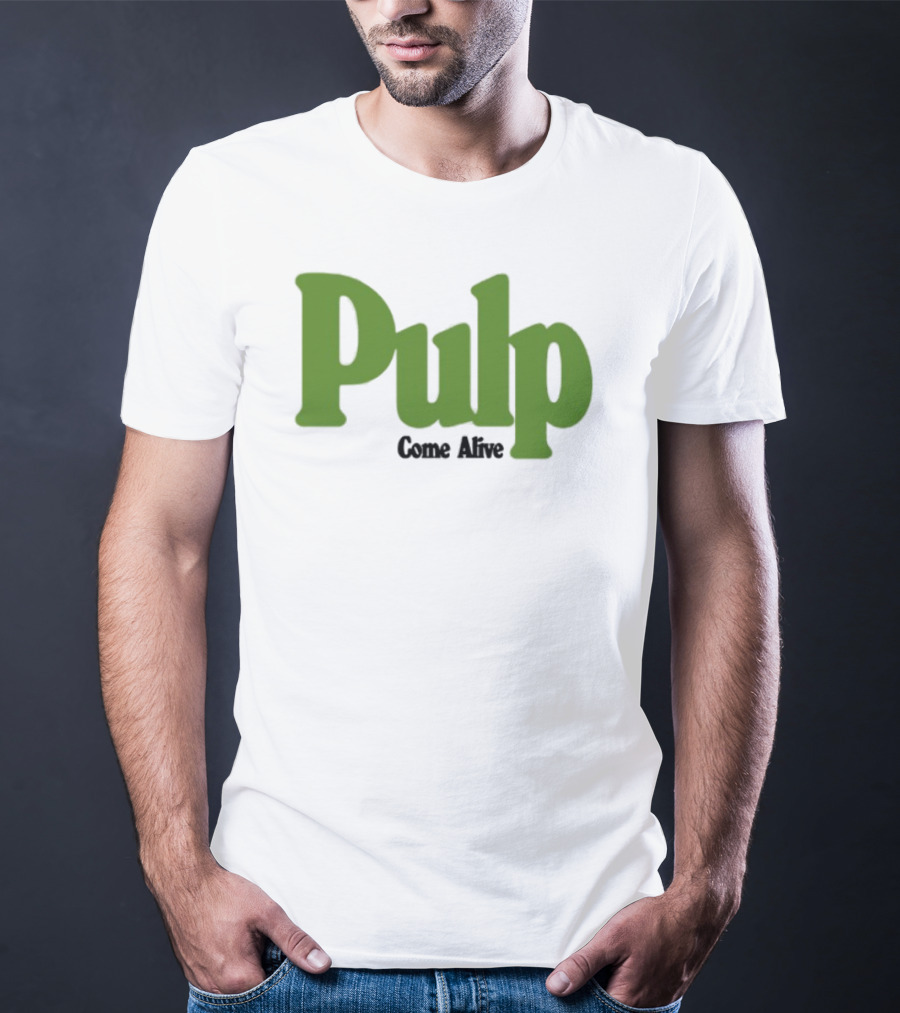 Pulp Come Alive Ecru Retro Bold Green Typography T-Shirt